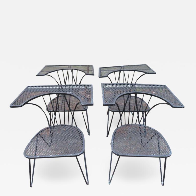 John Salterini Unusual Set of 4 Geometric Salterini Patio Chairs Mid Century Modern