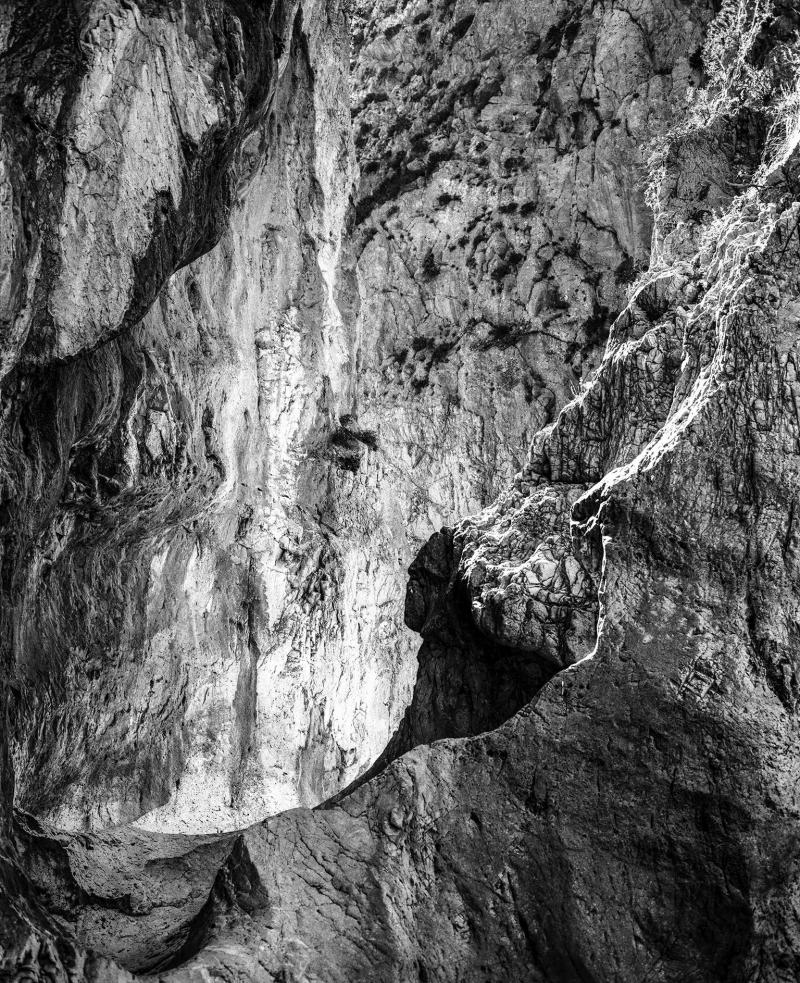 John Stathatos Homage to Heraclitus Earth I Black and White Landscape Photograph of a Cave