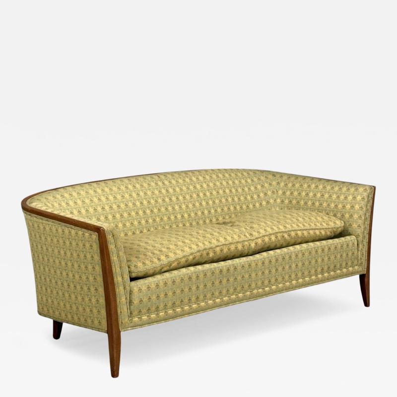 John Stuart Curved Settee Walnut Fabric USA 1950s