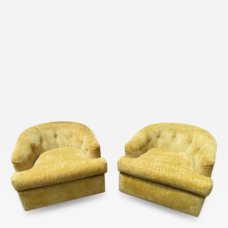 John Stuart Handsome Pair of John Stuart Swivel Barrel Back Lounge Chairs Mid Century Modern