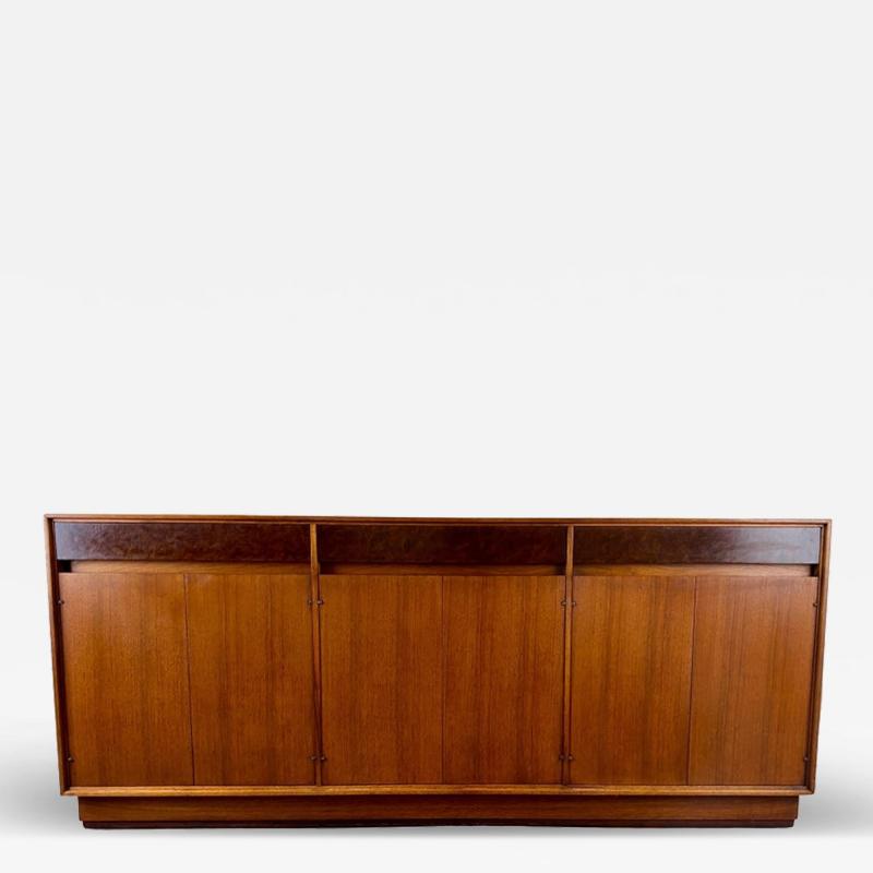 John Stuart John Stuart Mid Century Modern Walnut and Burl Wood Sideboard Credenza