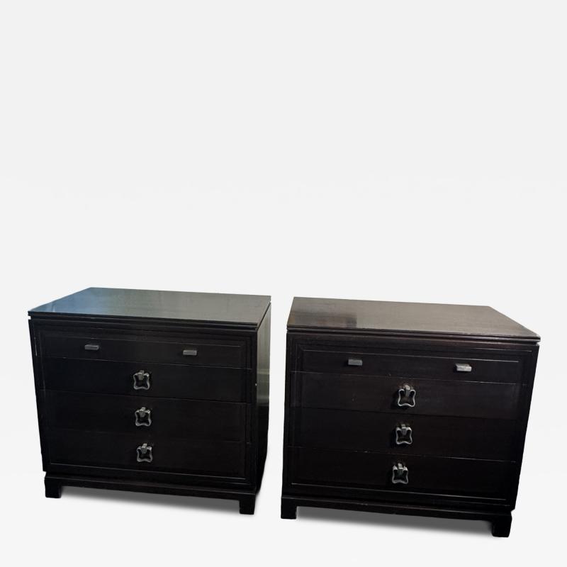John Stuart MID CENTURY PAIR OF COMMODES WITH NICKELED BRONZE HANDLES BY JOHN STUART