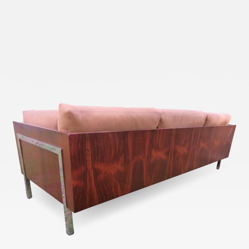 John Stuart Outrageous Milo Baughman Style Rosewood Chrome Case Sofa John Stuart