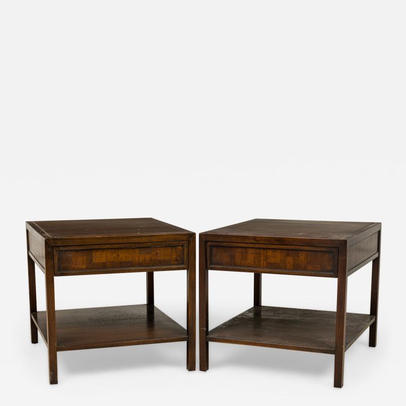 John Stuart Pair of John Stuart American Wooden Single Drawer Two Tier End Side Tables
