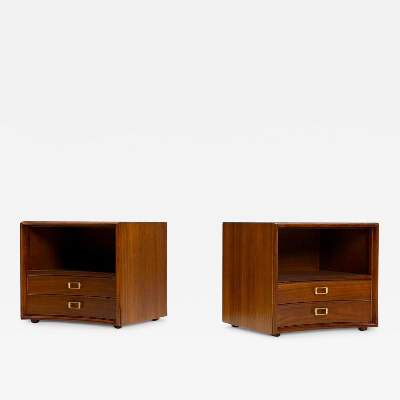 John Stuart Paul Frankl John Stuart Mid Century Modern Concave Nightstands Walnut 1950s