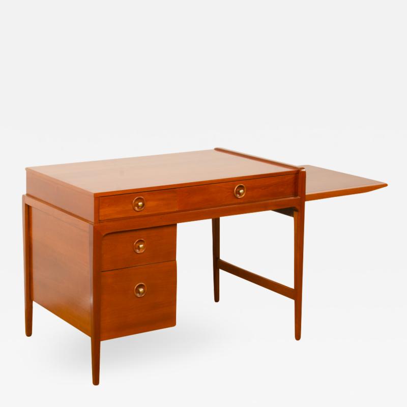 John Van Koert Mid Century walnut desk w side extension designed by John Van Koert for Drexel