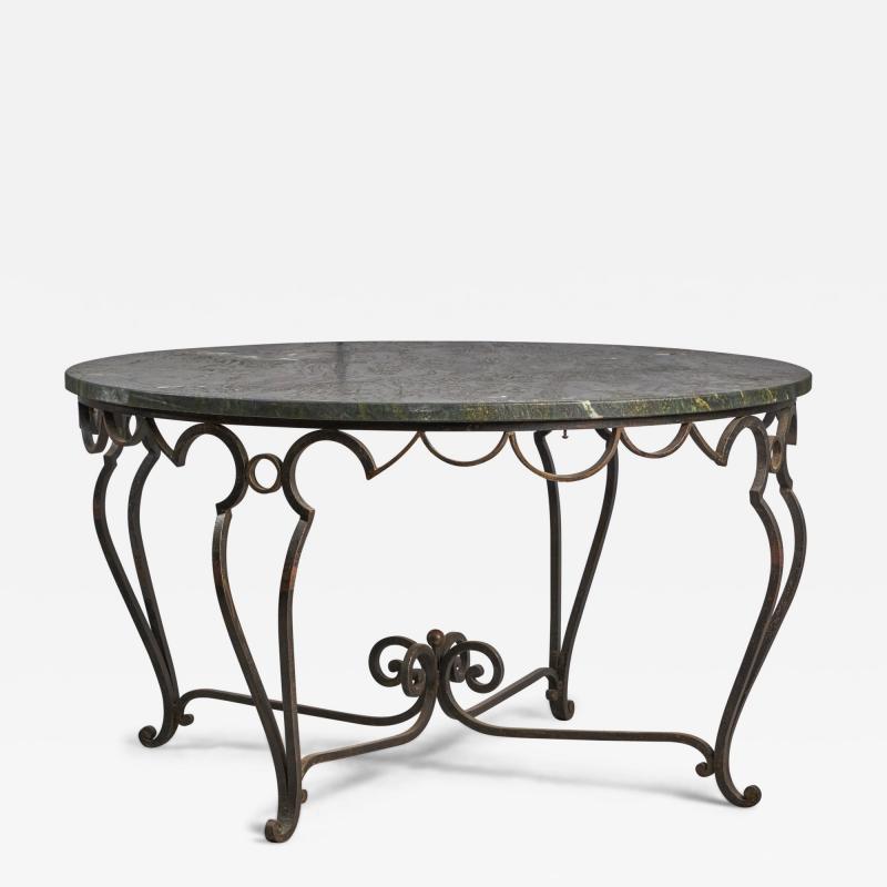 John Vesey Center Table with Wrought Iron and Marble USA 1950s