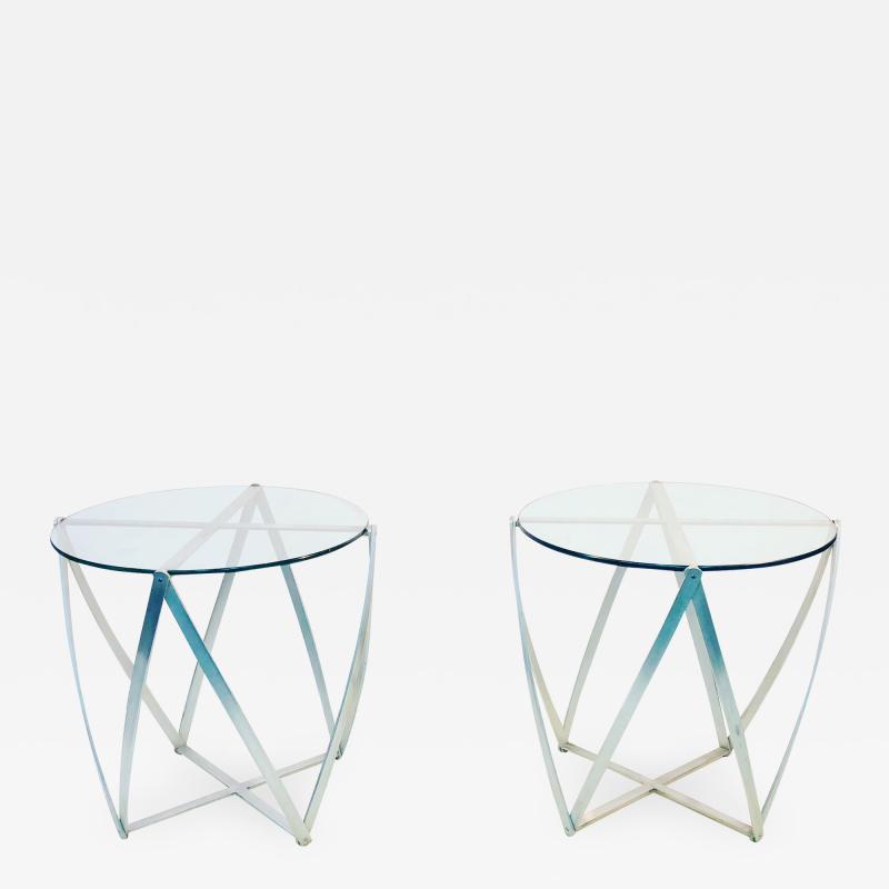 John Vesey Pair of Amazing John Vesey Sculptural Aluminum and Glass Accent Tables