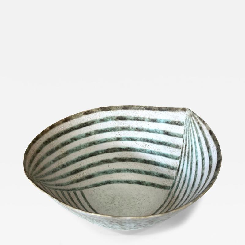 John Ward Large Ceramic Leaf Bowl with Banded Glaze by John Ward