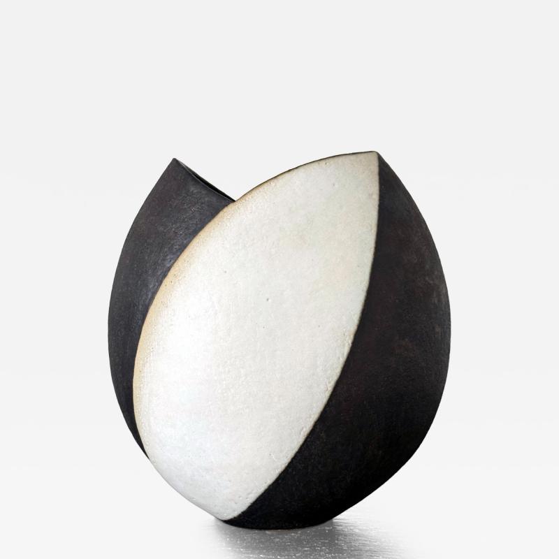 John Ward Large Ceramic Vase with Black and White Glaze by John Ward