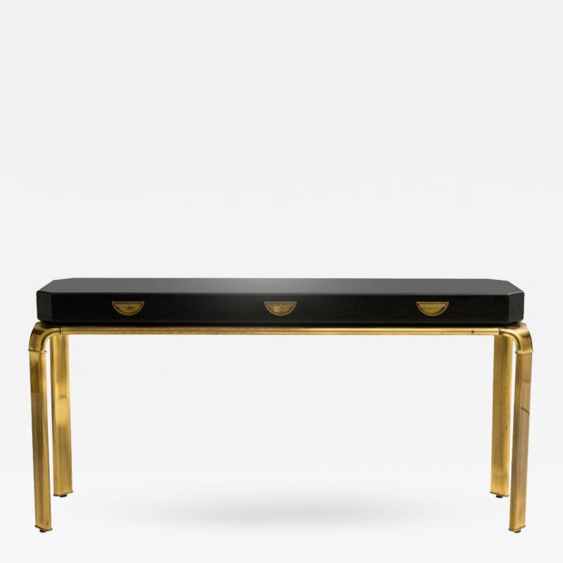 John Widdicomb D 01 Black Lacquered and Brass Mastercraft Console Table