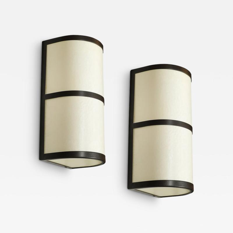 John Wigmore Pair of Modernist Sconces in Vellum Oil Rubbed Bronze signed John Wigmore