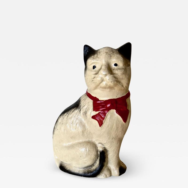 John Wright Cat With A Bow Seated Still Bank American circa 1970