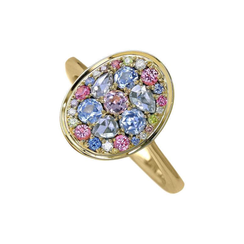 Joke Quick White Yellow Pink Diamond Blue Sapphire Pink Spinel Starstruck Ring Joke Quick