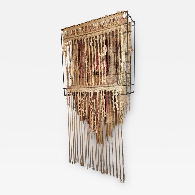 Jon B Wahling Jon B Wahling Fiber Wall Art Suspended from a Welded Steel Armature 1970s