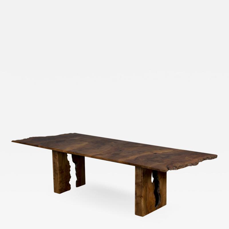 Jonathan Field Cross Grain Burr Elm Table with Inverted Live Edge Legs 2019