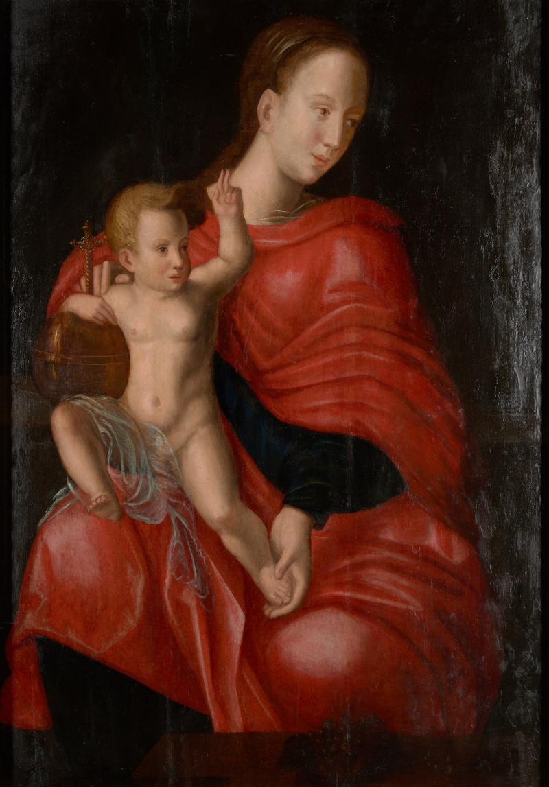 Joos van Cleve 16th C Biblical Manner of Joos van Cleve Madonna with Child Oil on Panel