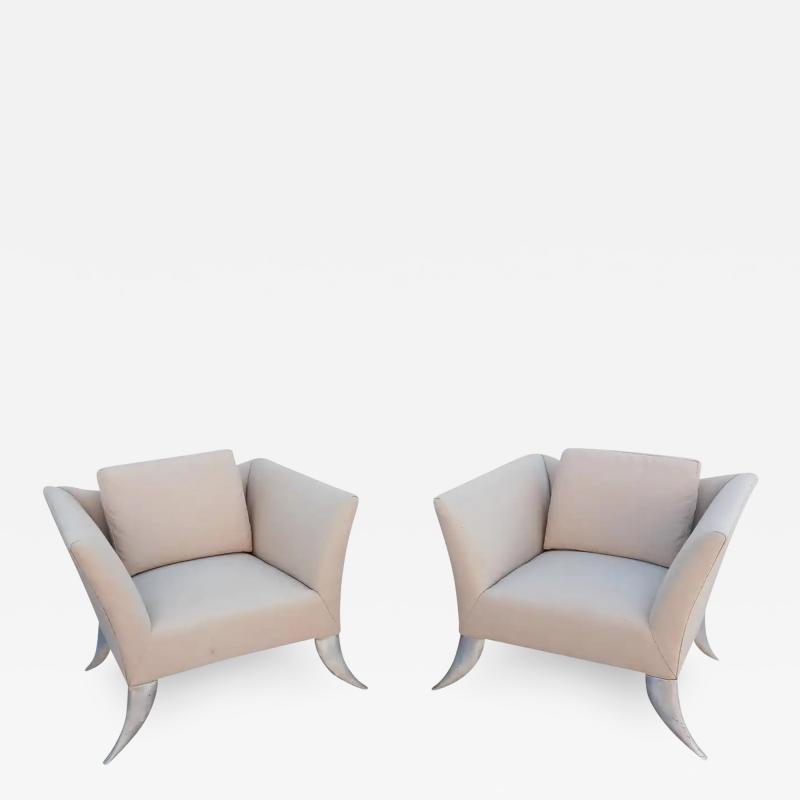 Jordan Mozer Pair Post Modern Vintage Sculptural Lounge Chairs Style of Jordan Mozer