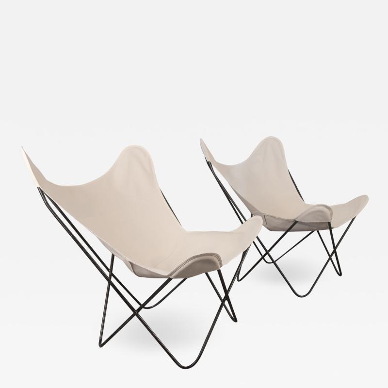 Jorge Ferrari Hardoy Antonio Bonet Juan Kurchan Pair of BKF Hardoy Butterfly Chairs for Knoll in Natural Canvas
