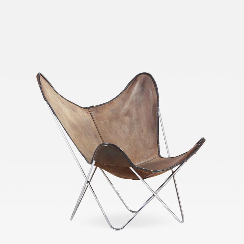 Jorge Ferrari Hardoy Chrome Hardoy Butterfly Chair by Knoll International in Original Leather 1950s