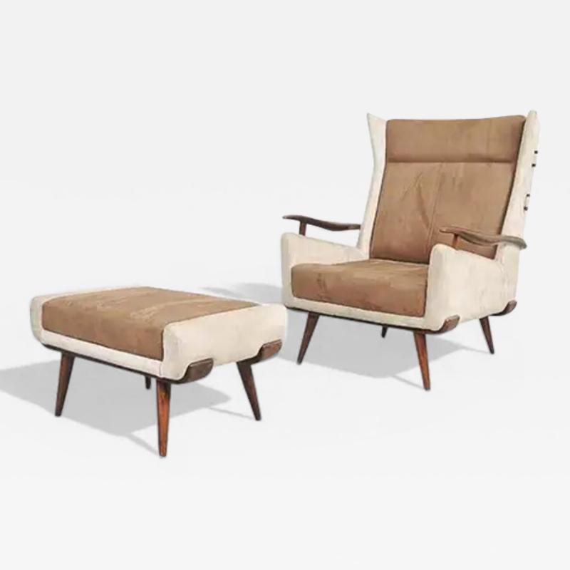 Jorge Zalszupin Bergere Armchair with Ottoman by Jorge Zalszupin c 1950s