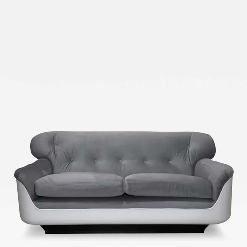 Jorge Zalszupin Brazilian Modern Sofa in Grey Velvet Fiber by Jorge Zalszupin 1973 Brazil