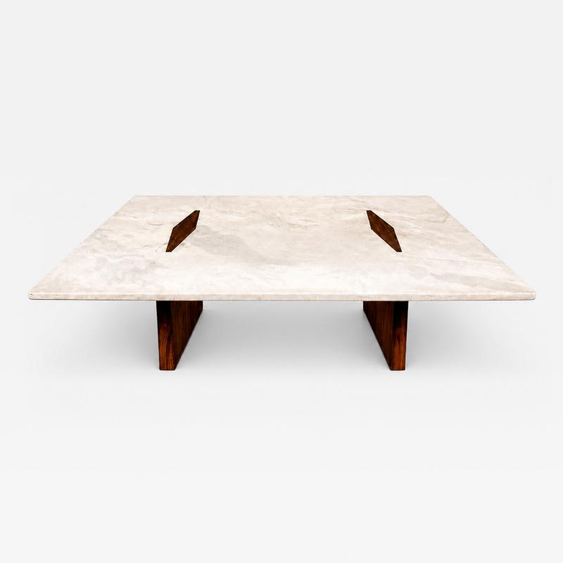 Jorge Zalszupin Limestone Coffee Table by Jorge Zalszupin in Rosewood Marble Brazil 1959