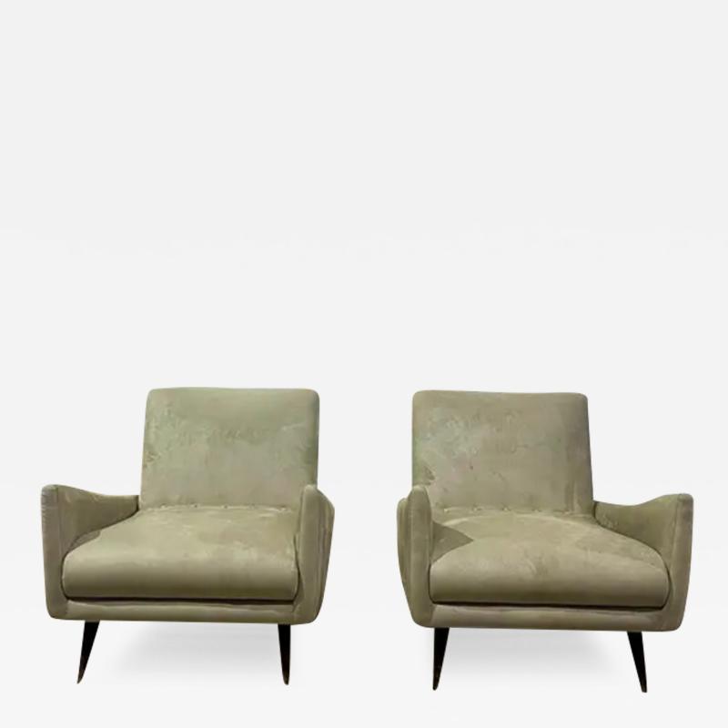 Jorge Zalszupin Mid Century Modern Armchairs in Hardwood Fabric Att to Jorge Zalszupin