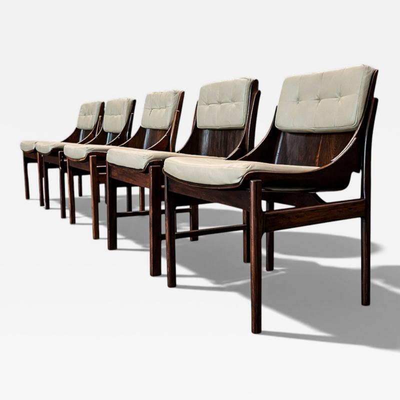 Jorge Zalszupin Set of Five Rosewood Leather Dining Chairs Jorge Zalszupin 1960s Lot 114