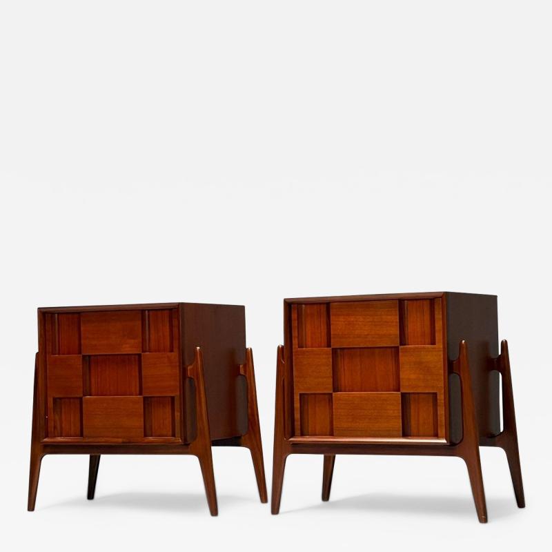 Jorgen Clausen Jorgen Clausen Danish Mid Century Modern Sculptural Nightstands Teak 1960s