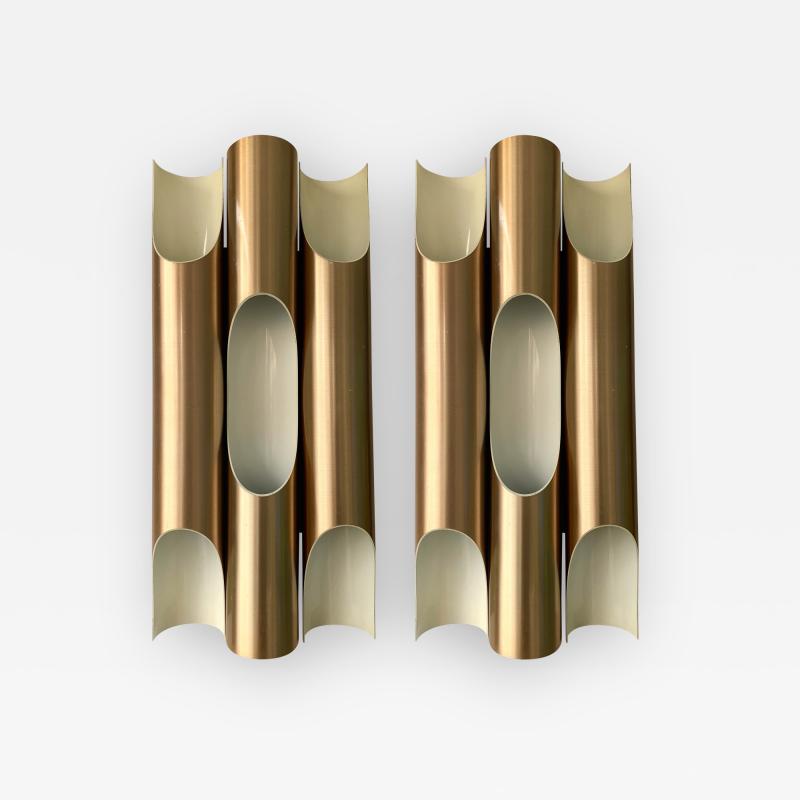 Jorgen Mogensen Pair of Maxi Fuga Sconces Gilt Metal by Komulainen for Raak Amsterdam 1970s