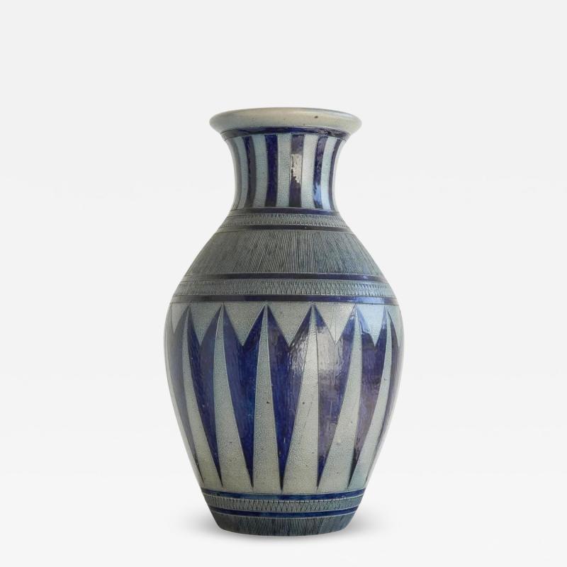 Jos Kalb Gr s de La Roche Large Art Deco Salt Glazed Pottery Vase Belgium 1940s