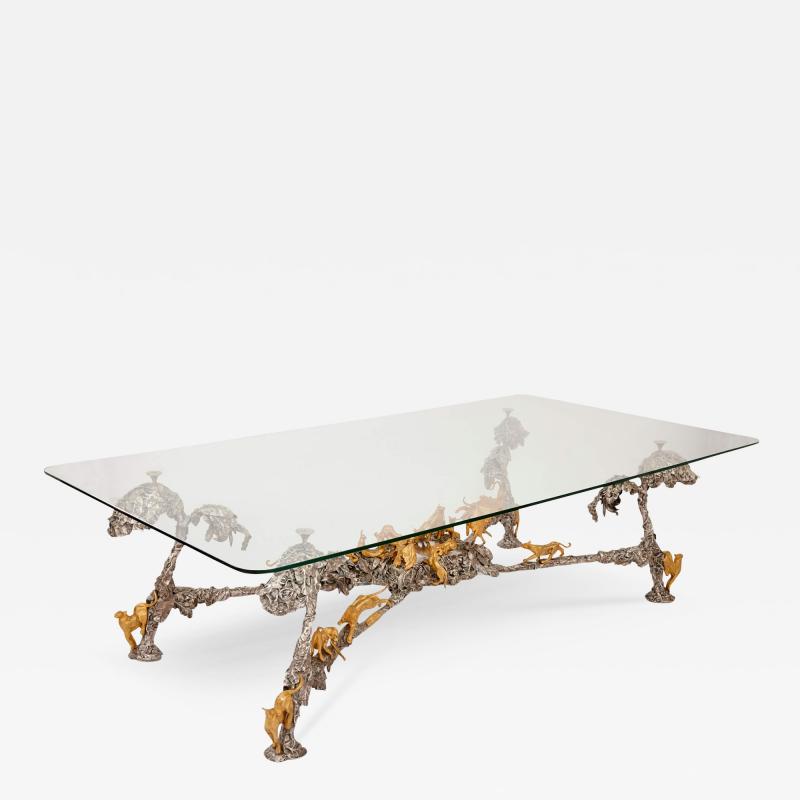 Jos Maria David Modern silvered and gilt bronze animalier coffee table by JM David