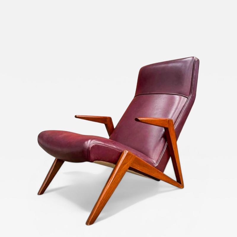 Jos Zanine Caldas Brazilian Modern Armchair in Hardwood leather att Jose Zanine Caldas 1950s