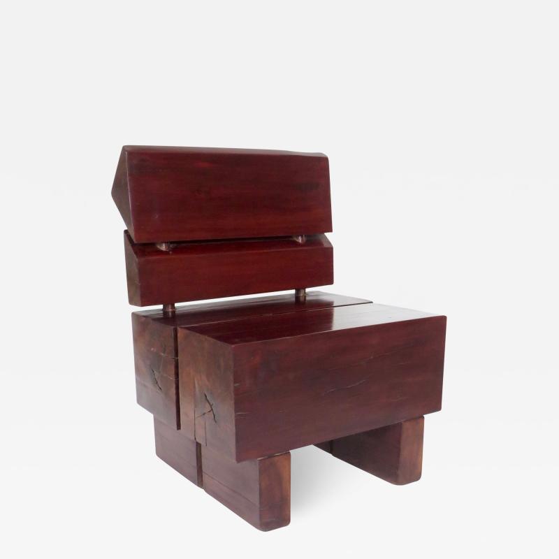 Jos Zanine Caldas Sculptural Low Brazilian Organic Modernist Design Vintage Rosewood Chair