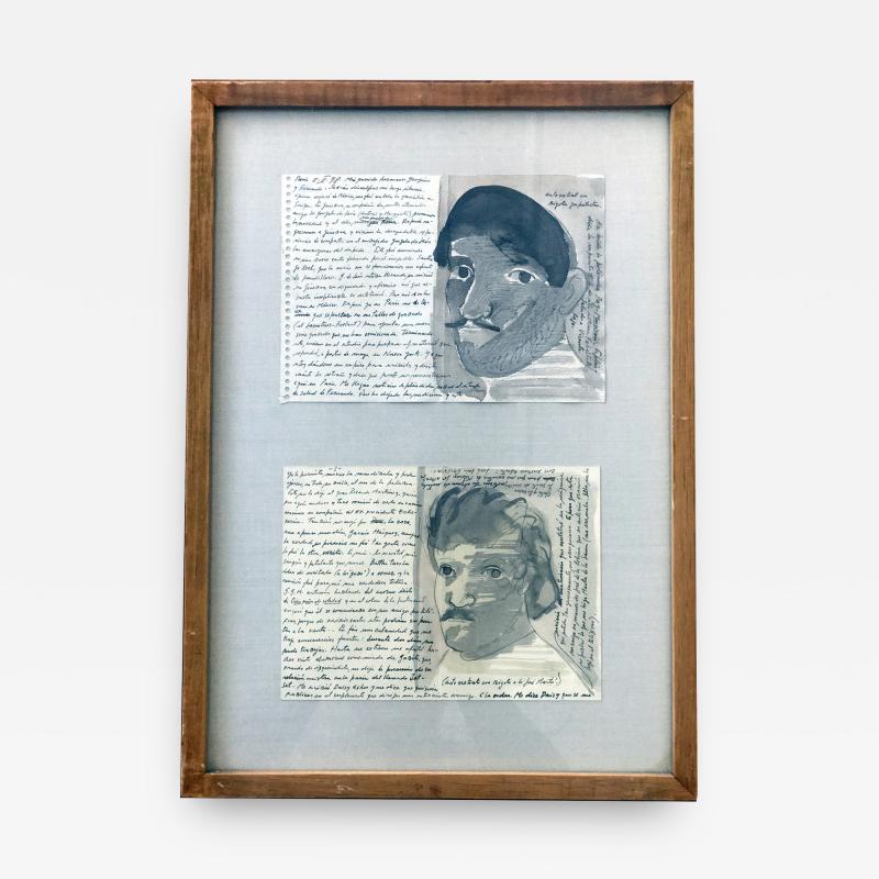 Jose Luis Cuevas Pair of Works on Paper by Jose Luis Cuevas framed