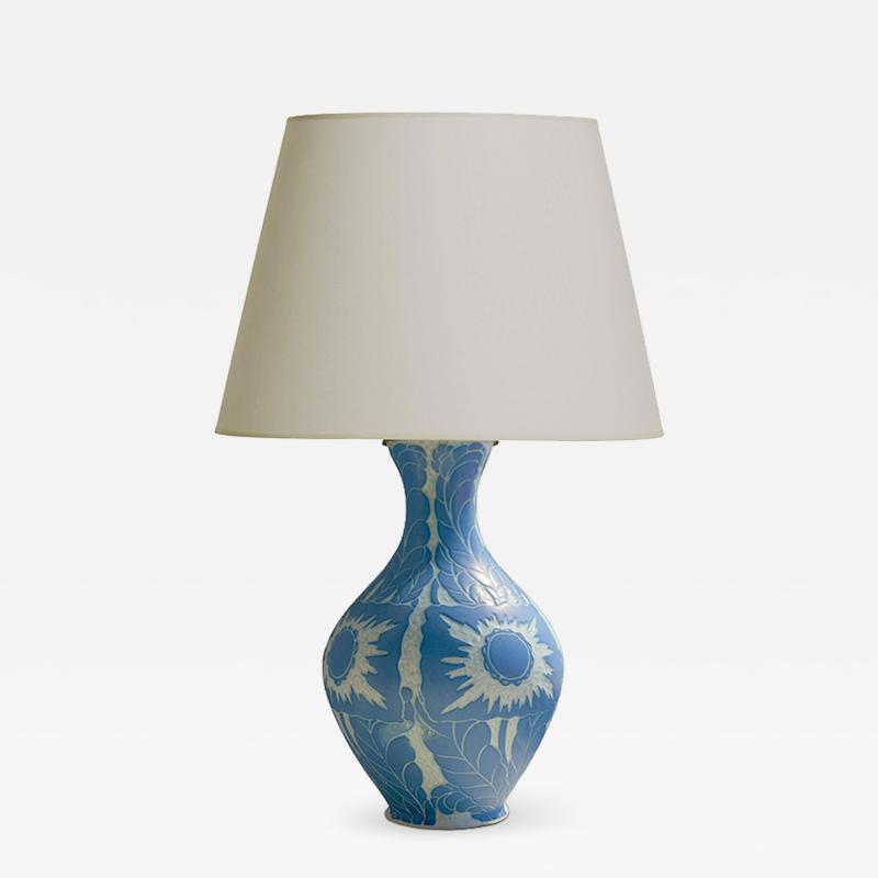 Josef Ekberg Table lamp with sgraffito botanical design by Josef Eckberg