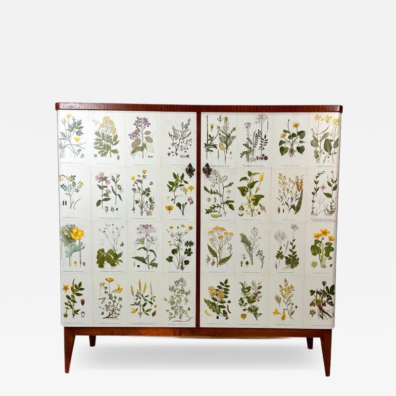 Josef Frank 1940 s Swedish Cabinet With Nordens Flora Illustrations