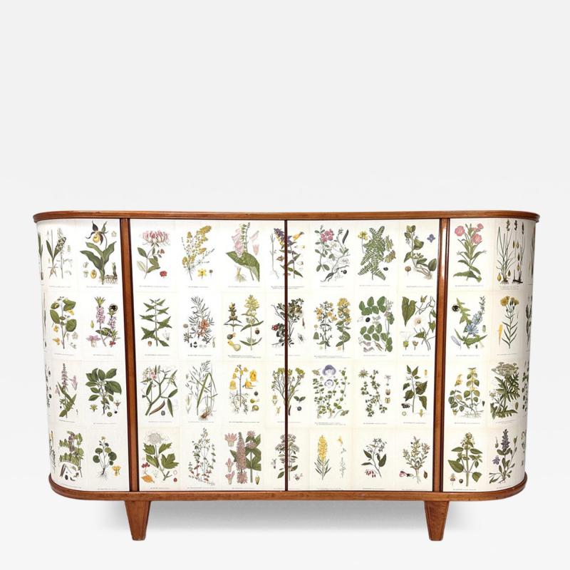 Josef Frank 1940s Swedish Cabinet With Nordens Flora Illustrations