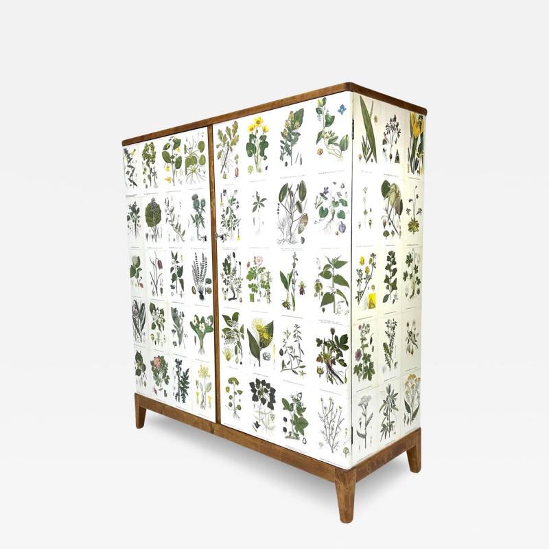 Josef Frank 1950 s Swedish Cabinet With Nordens Flora Illistrations