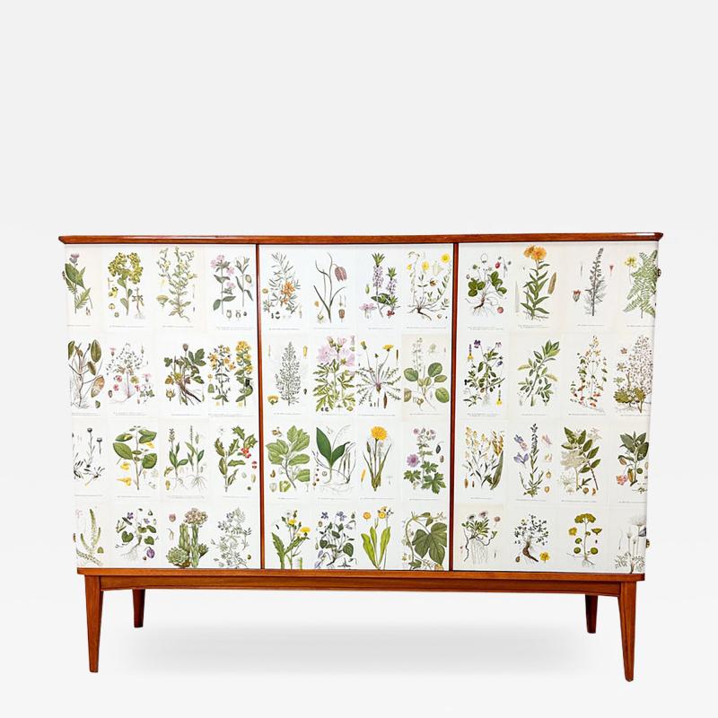 Josef Frank 1950 s Swedish Cabinet With Nordens Flora Illustrations