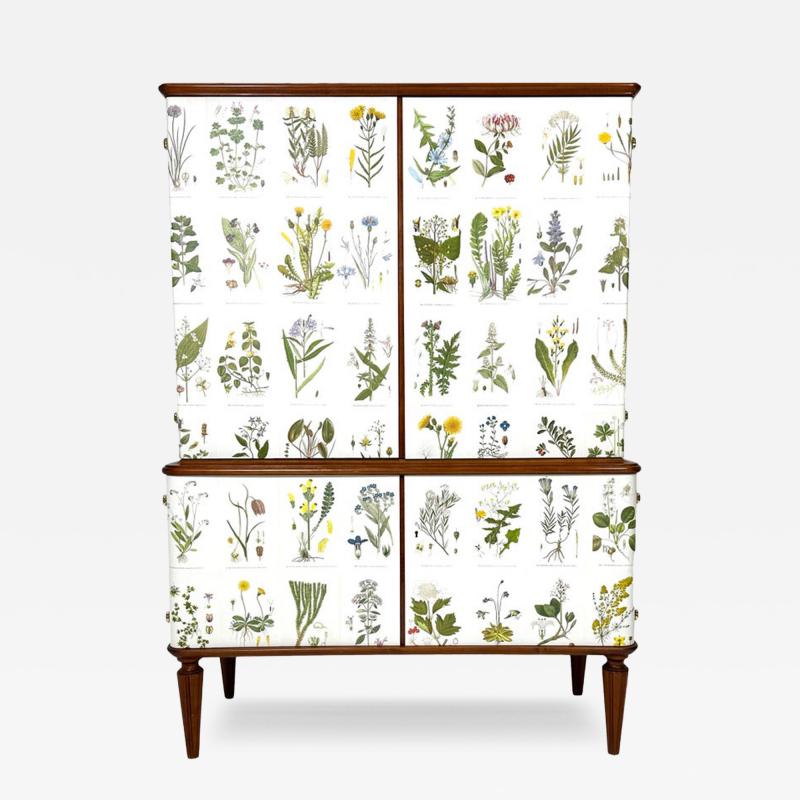 Josef Frank 1950s Swedish Cabinet With Nordens Flora Illustrations