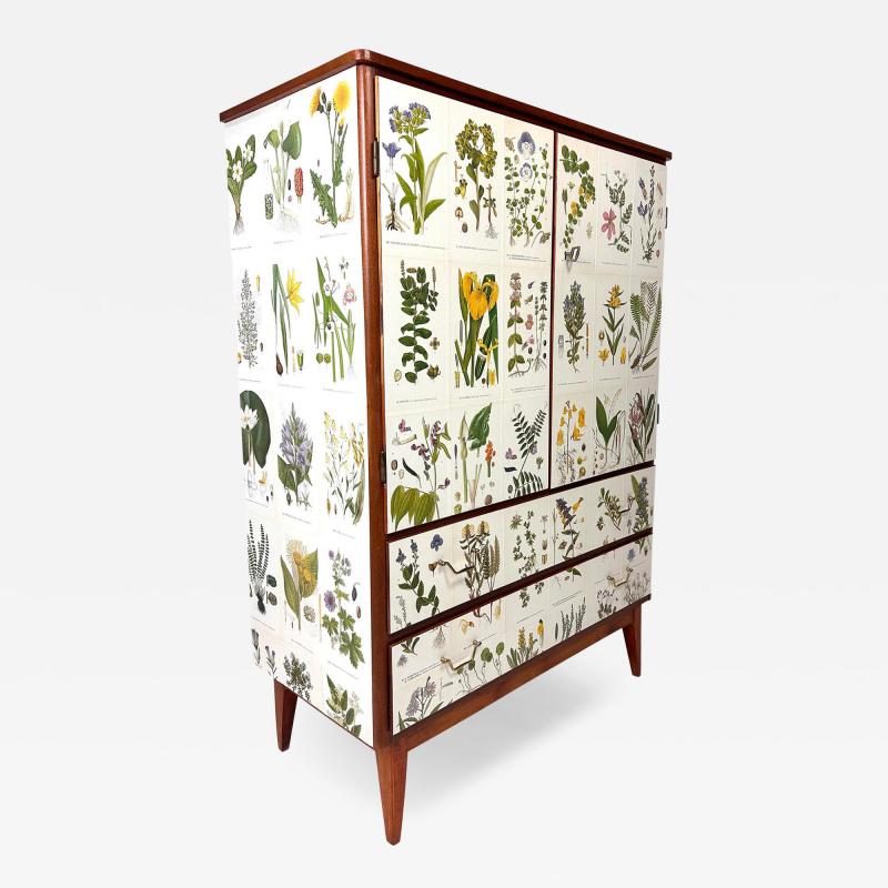 Josef Frank 1950s Swedish Cabinet With Nordens Flora Illustrations