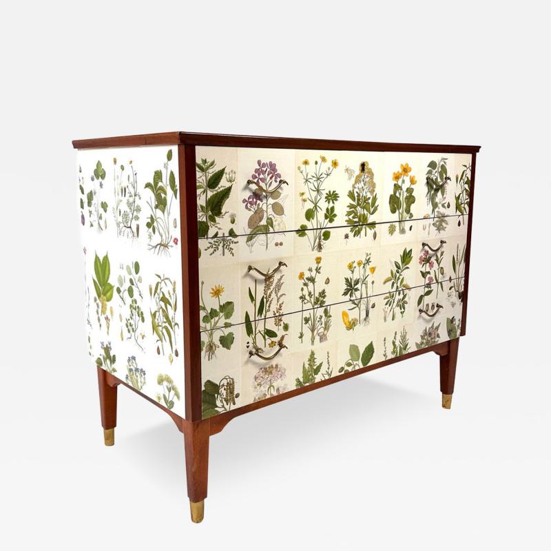 Josef Frank 1950s Swedish Dresser With Nordens Flora Illustrations
