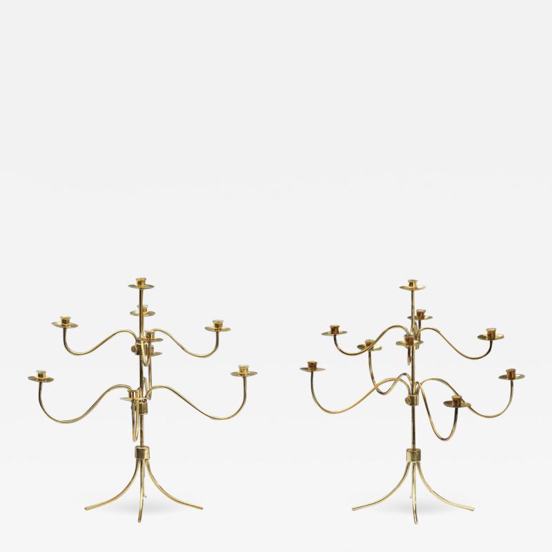 Josef Frank Josef Frank Brass Adjustable Candelabra for Svenskt Tenn Sweden 1950s