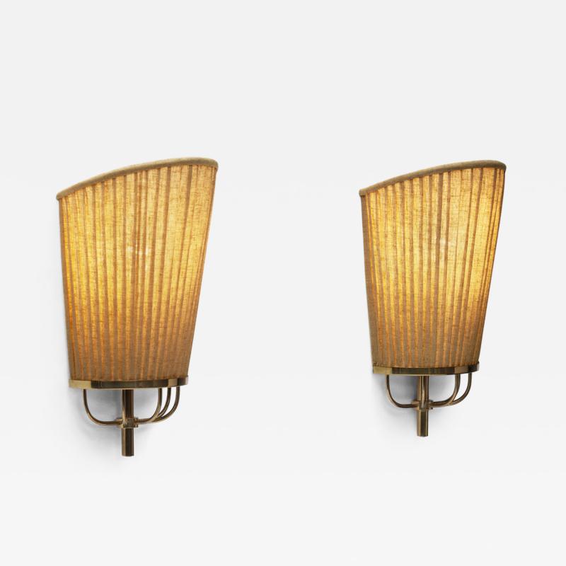 Josef Frank Pair of Pleated Fabric Wall Lights by Josef Frank Attr Sweden 1950s