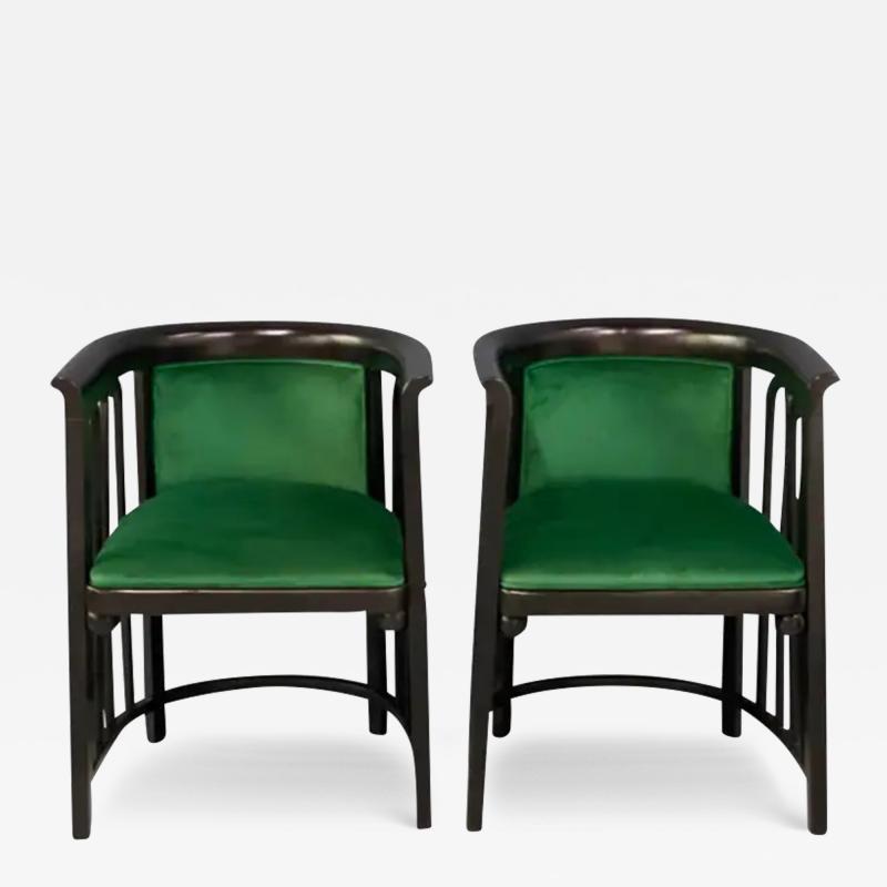 Josef Hoffmann Josef Hoffman Pair of Secessionist Bentwood Barrel Back Arm Chairs for J J Kohn