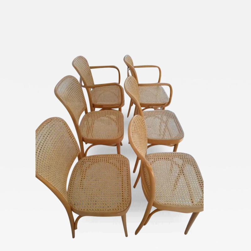 Josef Hoffmann Josef Hoffman for Thonet Set of Six Bentwood and Cane Chairs