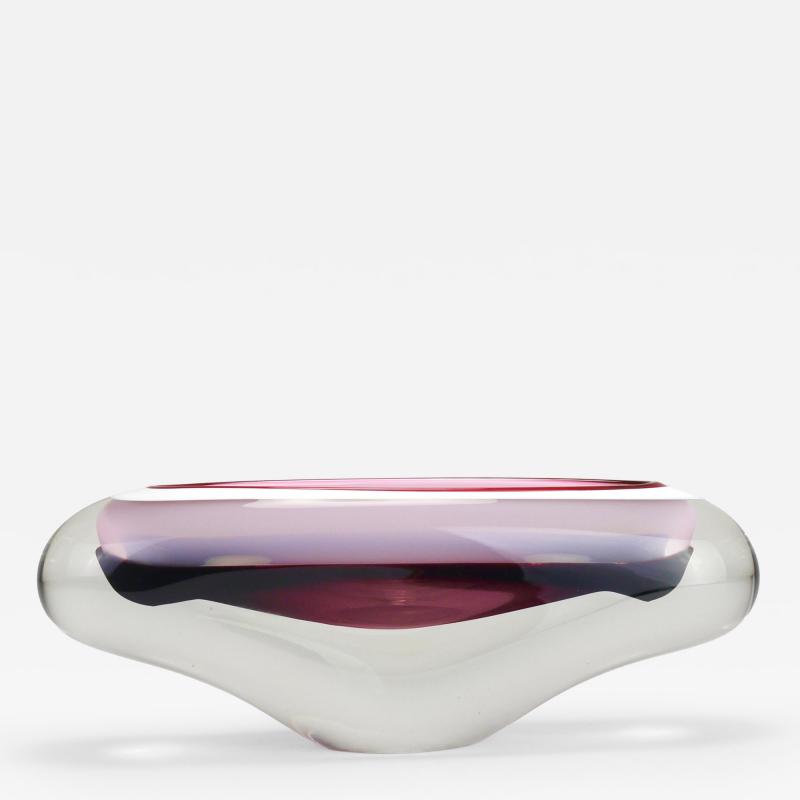 Josef Hospodka Josef Hospodka Sommerso Multi Color Studio Art Glass Bowl Czechoslovakia 1960s