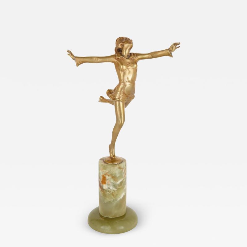 Josef Lorenzl Art Deco gilt bronze and onyx figure of a dancer by Lorenzl